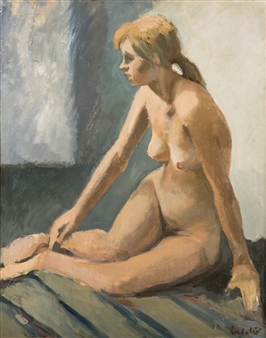 Nude Girl Sitting - Jaroslav Kolések