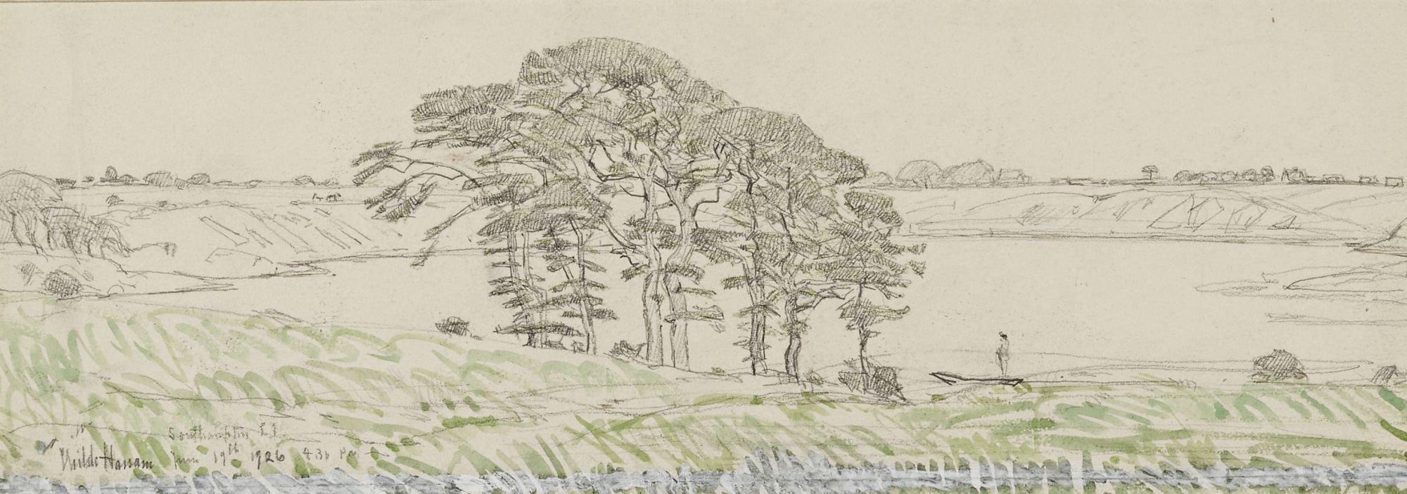 Artwork by Childe Hassam, SOUTHAMPTON L.I., Made of watercolor and pencil on paper