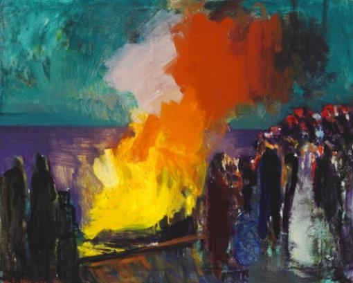 Midsummer Bonfire at the Beach by Sámal Elias Frederik Joensen-Mikines, 1961