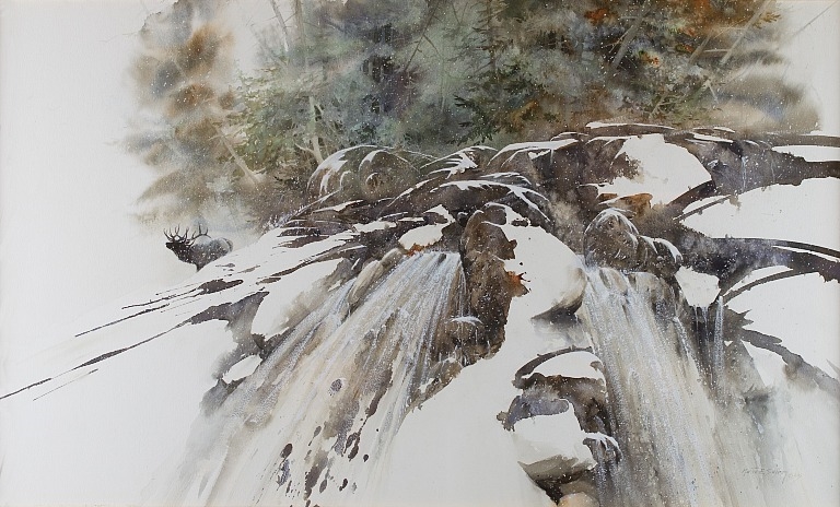 Artwork by Morten E. Solberg, Along the Continental Divide, Made of watercolor and gouache on paper