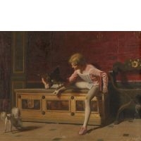 Le jeune prince jouant avec son faucon - Andrea Fossati