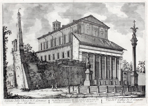 "Veduta della Chiesa di S. Lorenzo fuori delle mura" by Jean Barbault, 1761