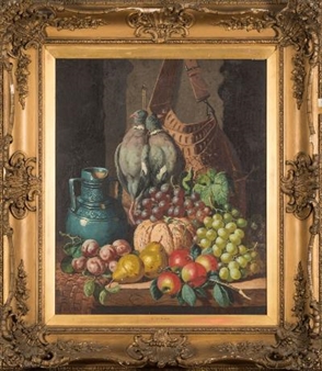 A Still Life of Fruit, Flagon and Game - George H. Hughes