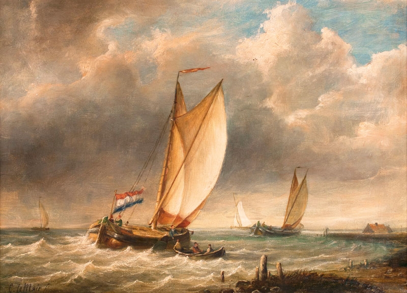 Boats Off the Coast by Cornelis le Mair