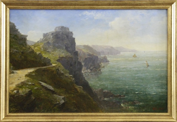 Felsige Küstenlandschaft mit Blick auf das Meer by Lev Felixovich Lagorio, 1884