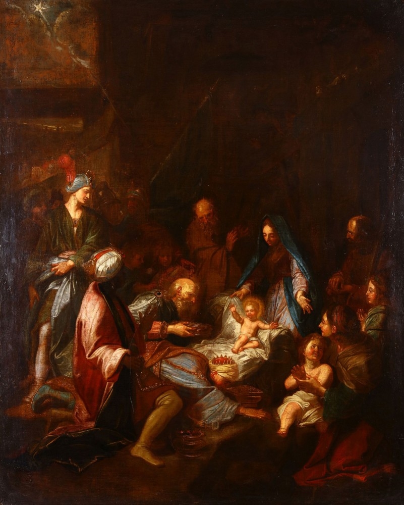 Artwork by Sebastiano Mazzoni, The Adoration of the Magi, Made of Oil on canvas