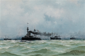 French Battleships at Sea Picture