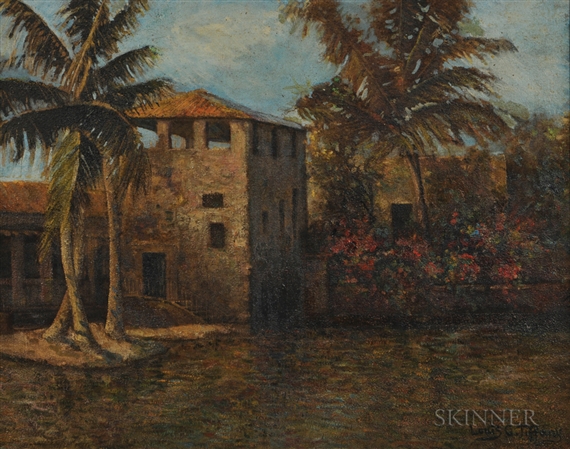 Villa with Palms by Louis Comfort Tiffany