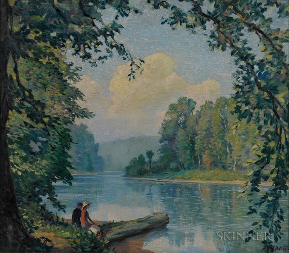 Resting by the Pond Shore by Louis Betts