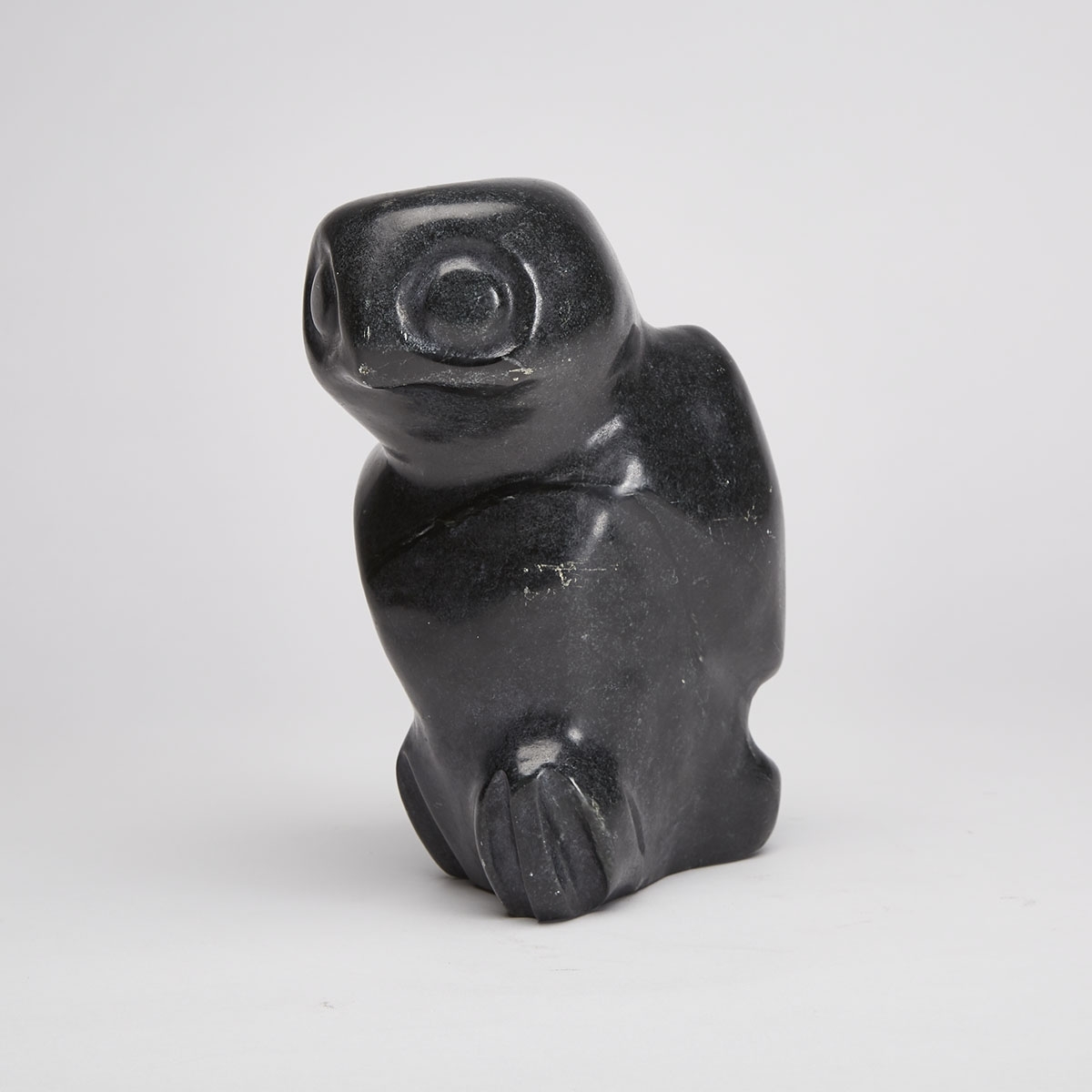 Artwork by Anita Issaluk, PERCHED OWL, Made of stone