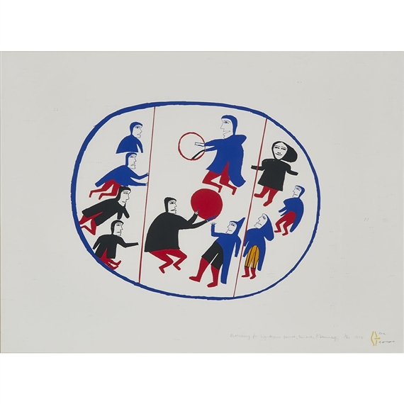E2-384, BAKER LAKE / QAMANI’TUAQ GATHERING FOR BIG DRUM DANCE by Jessie Oonark, 1975