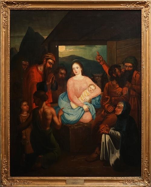 Artwork by Carl Johan Sjöstrand, Adoration of Christ, Made of oil on canvas