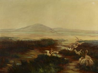 Artwork by Charles Jouas, L'envol des oiseaux, Made of Oil on canvas