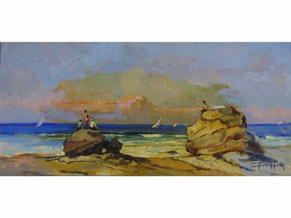 Seascape with Figures by Cafiero Filippelli
