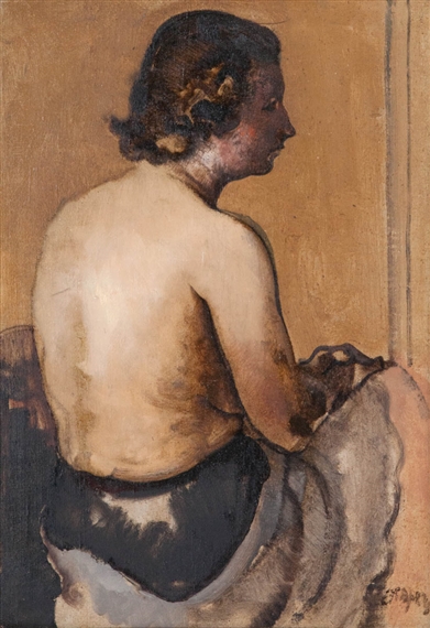 Seated half nude, seen from the back by Floris Jespers