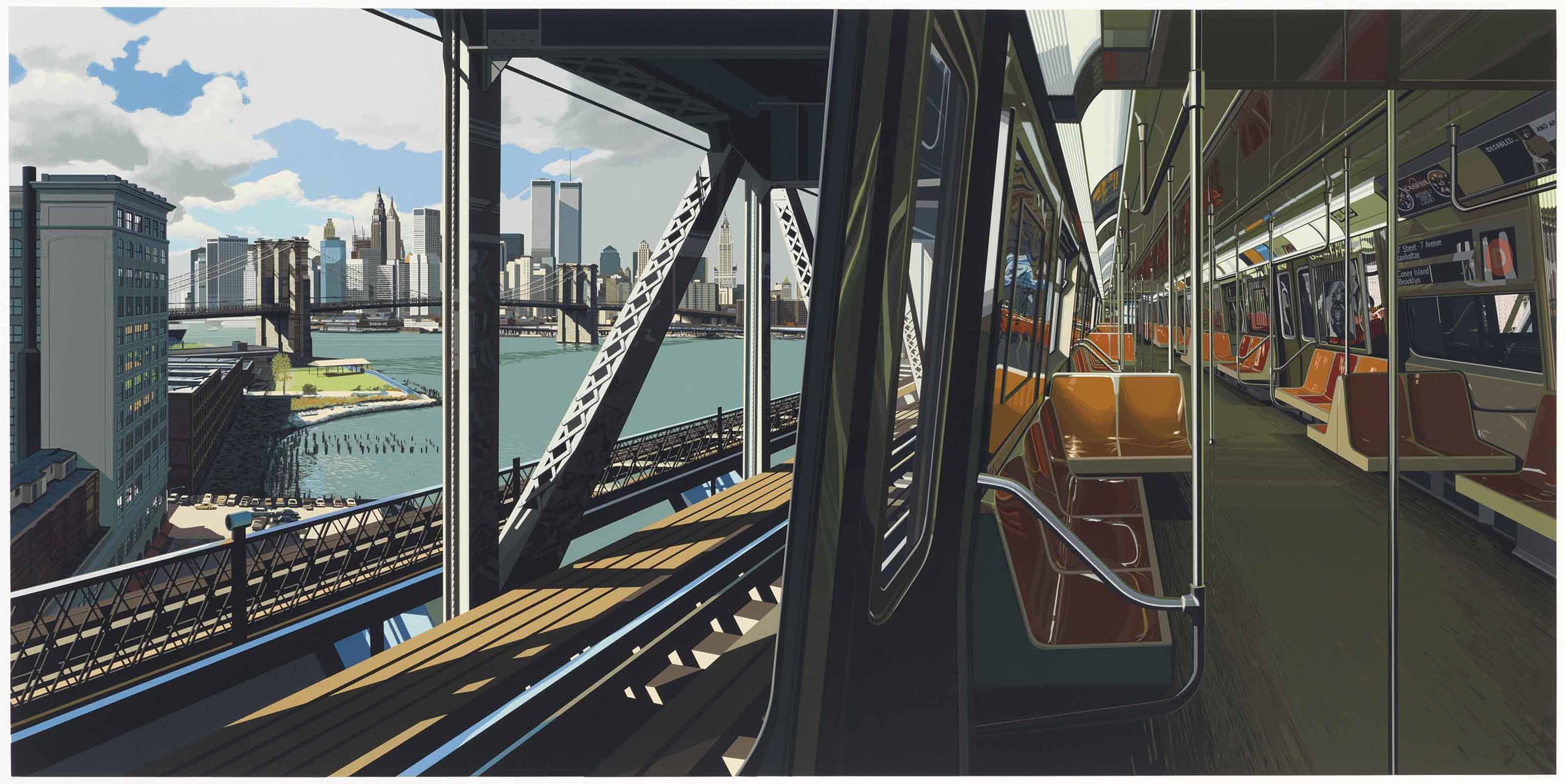 Artwork by Richard Estes, D Train, Made of screenprint in colors, on German museum board