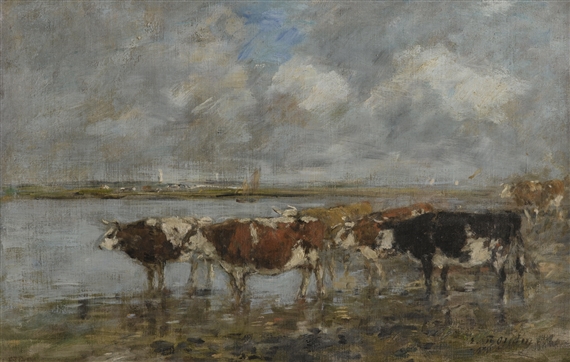 Eugène Louis Boudin | Vaches au pâturage (1878 - 1882) | MutualArt