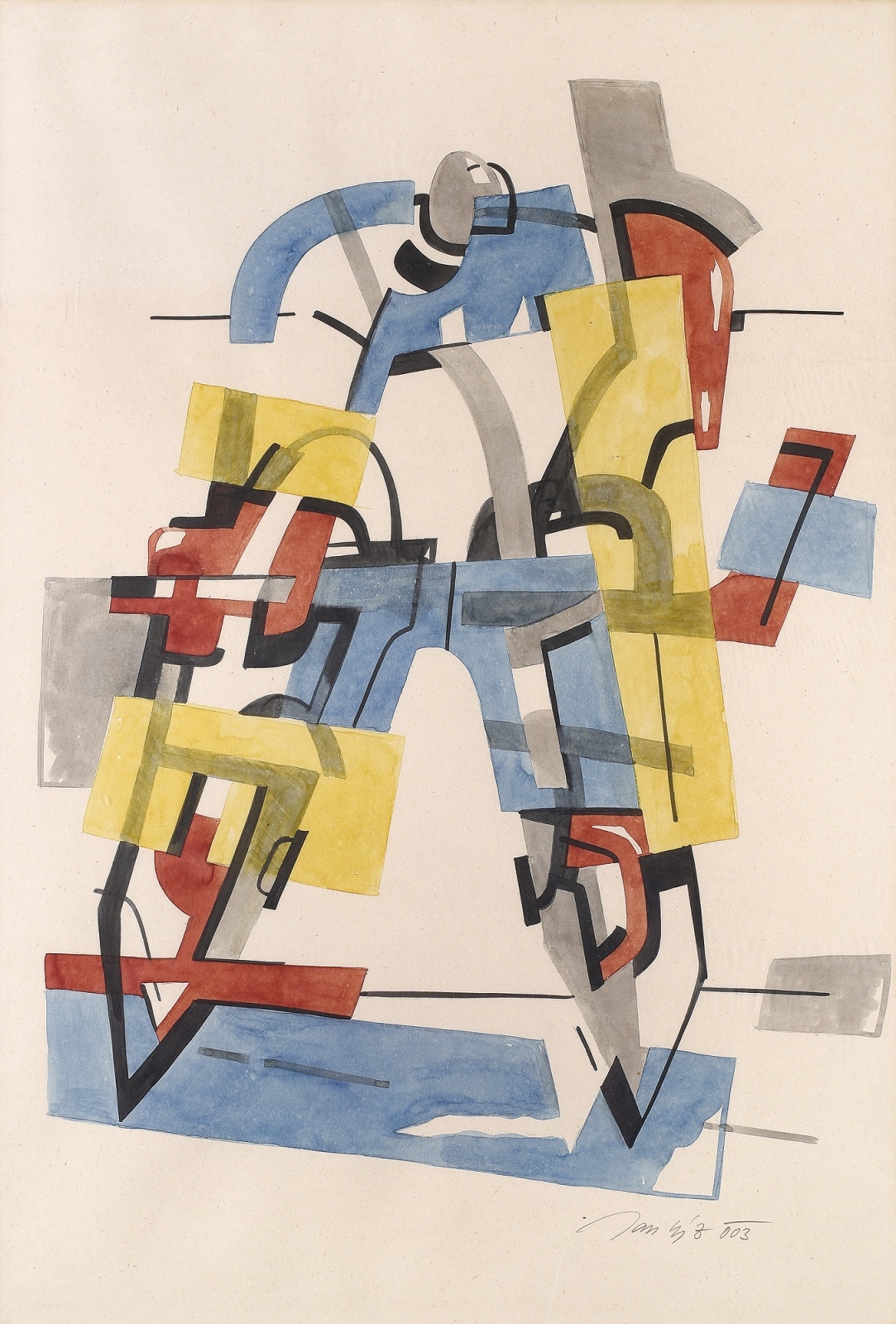 Artwork by Jan Rýz, Mobily, Made of watercolor and ink on paper