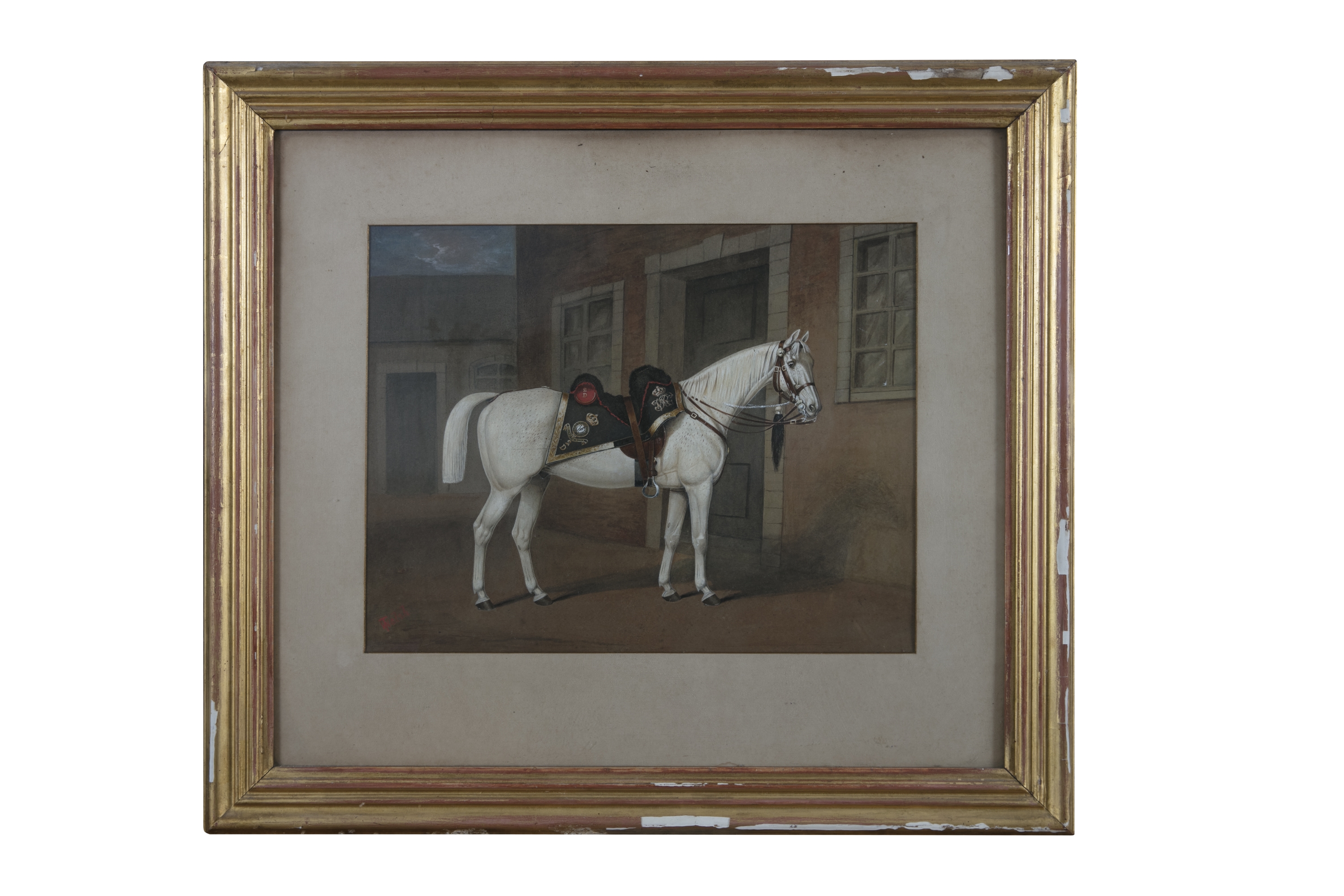 Artwork by T. Walsh, A Study of a Grey Charger of the Second Dragoon Guards, Made of Gouache