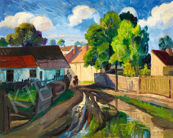 Szentendre Street After Rain by József Bánáti Sverák, 1930