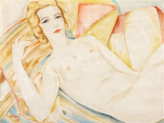 Art Deco Nude on the Sofa - Andor Kern