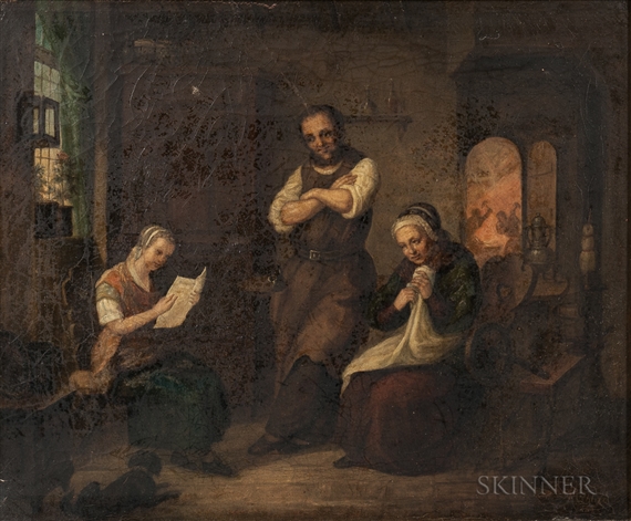 The Blacksmith's Daughter Reading a Letter Aloud by Continental School, 19th Century