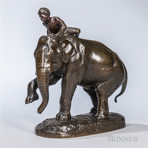 Charles Valton | Figure of a Man Riding an Elephant | MutualArt
