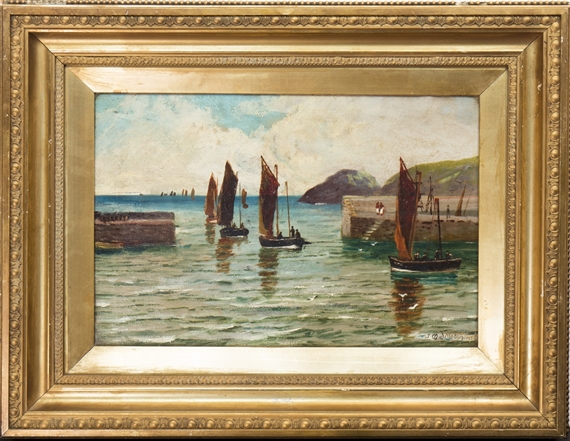 Cornish Fishing Boats Returning to Harbour by James Charles Middleton, 1918