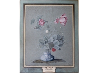 ROSES AND WILD STRAWBERRIES IN A BOWL - Alida Withoos