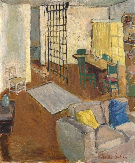Freida Lock | Interior with Yellow Curtains (1944) | MutualArt