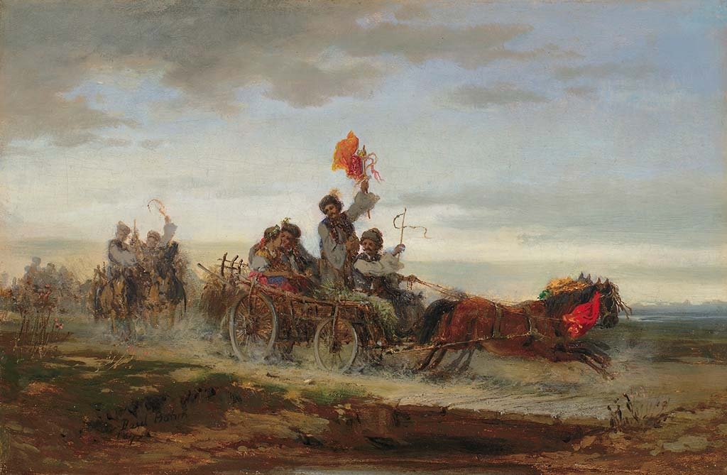 Artwork by Pal Böhm, Carriages, Made of Oil on wood