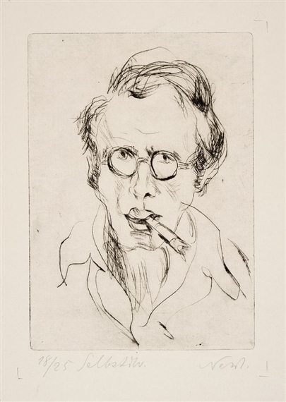 Selbstbildnis mit Zigarre by Rolf Nesch, 1921