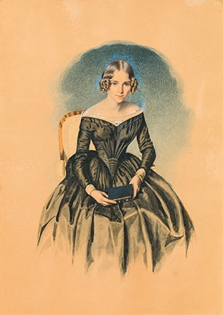 Young Girl with a Book by Josef Kriehuber, 1845