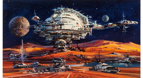 Space Settlement, AMP Corporate commission preliminary by John Conrad Berkey, 1988