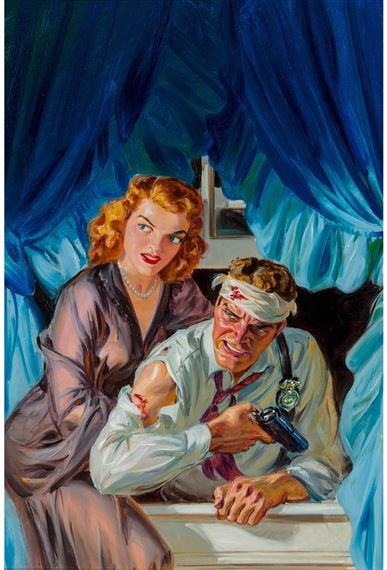 Glitter Street Nightmare, Black Mask magazine cover by Norman Saunders, 1950