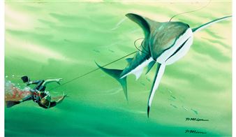 Attacked By A Killer Shark, Reader's Digest interior illustration - Pierre Mion