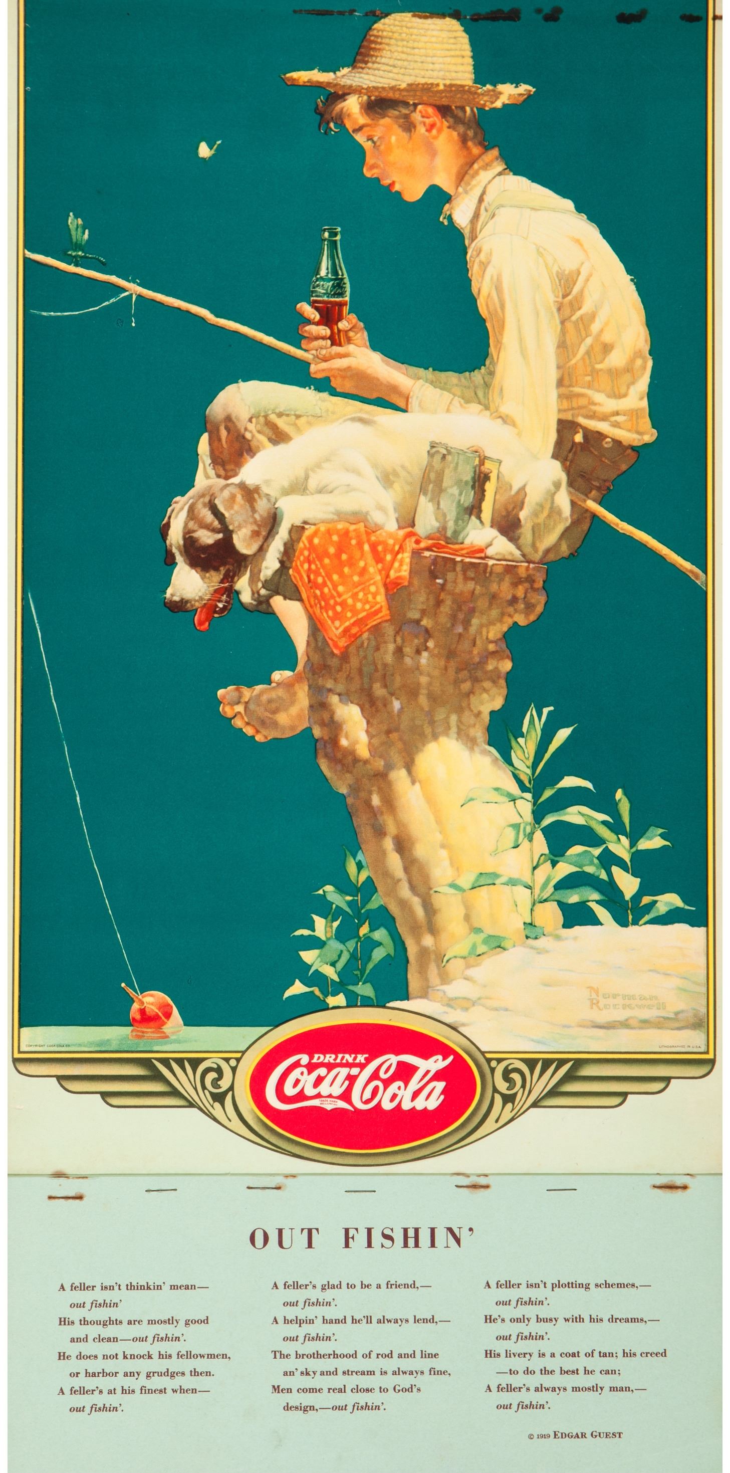 Norman Rockwell Gone Fishing, CocaCola advertisement calendar (1935