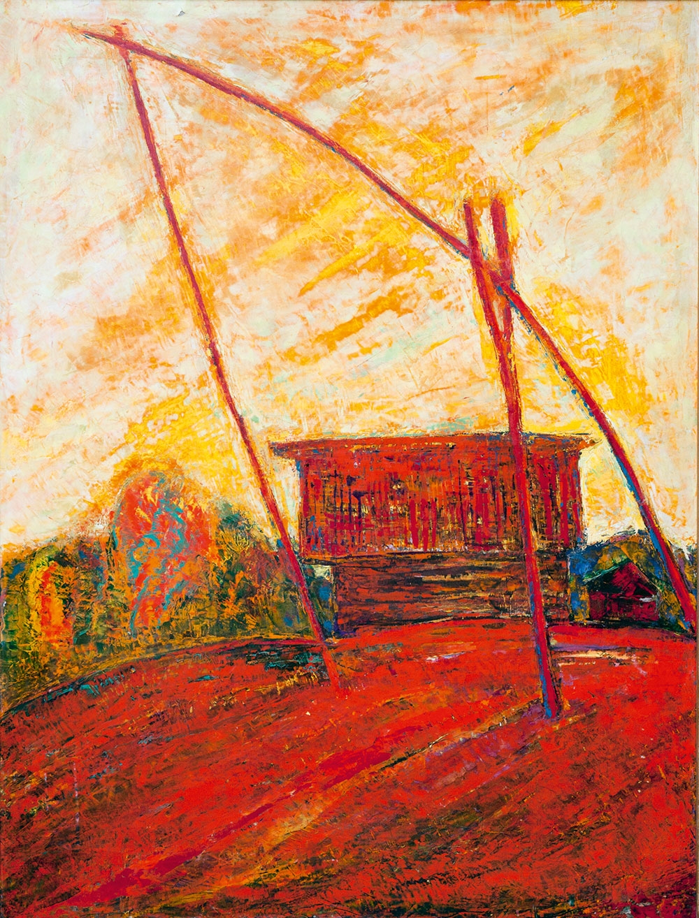 Artwork by Aleksei Nikiforovich Kozlov, Village fence, Made of Oil on canvas