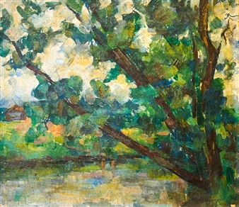 By a river near Moscow by Anatoly Lebedev-Shuisky, 1924