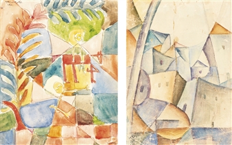 2 WORKS: UNTITLED (MAN AND HORSE) & UNTITLED (TOWN) - Shaker Hassan Al-Said