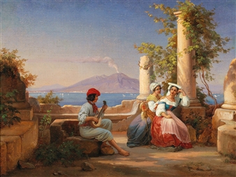 Serenade, with Vesuvius in the background - Frederik Ludwig Storch
