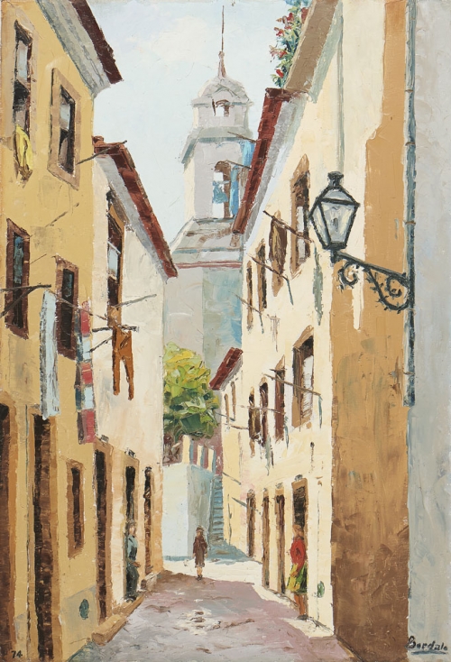 Artwork by Artur Real Chaves Bordalo da Silva, Vista de rua com figuras, Made of Oil on canvas