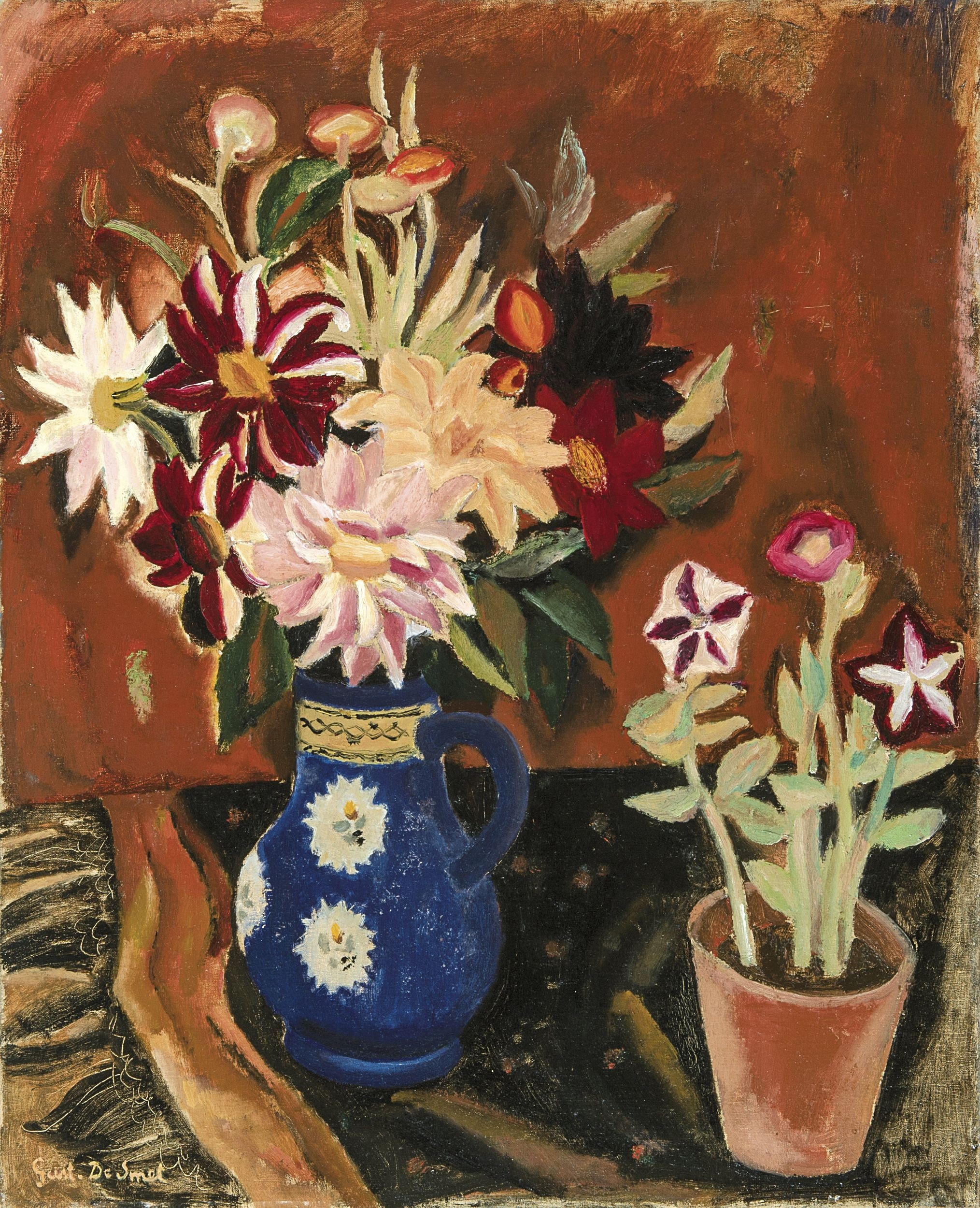 Blue Vase with Flowers by Gustave de Smet, circa 1930