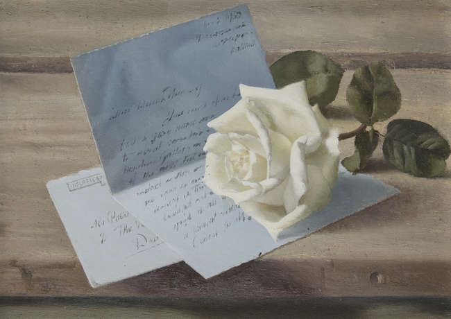 Artwork by Patrick Hennessy, Virgo and Letter, Made of Oil on board