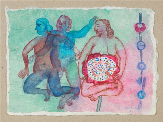 3 Works: From the Famine Series, Painting 1, Painting 2, Painting 3 by Arpita Singh, 1996