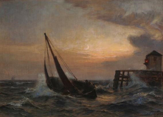 Christian Mølsted | View from Dragør Harbour with a fishing boat in ...