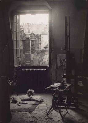 Le Chien Kazbek dans l'Atelier de Picasso, Quai des Grands Augustins, Paris by Brassaï, 1944
