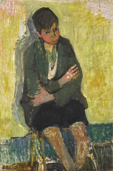 BOY WITH CROSSED ARMS (RECTO); PORTRAIT OF A WOMAN (VERSO) by Joan Kathleen Hardy Eardley, circa 1955