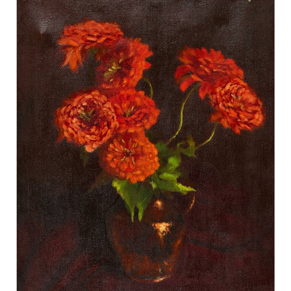 Dahlien in einer Vase. by Paul Sechaud