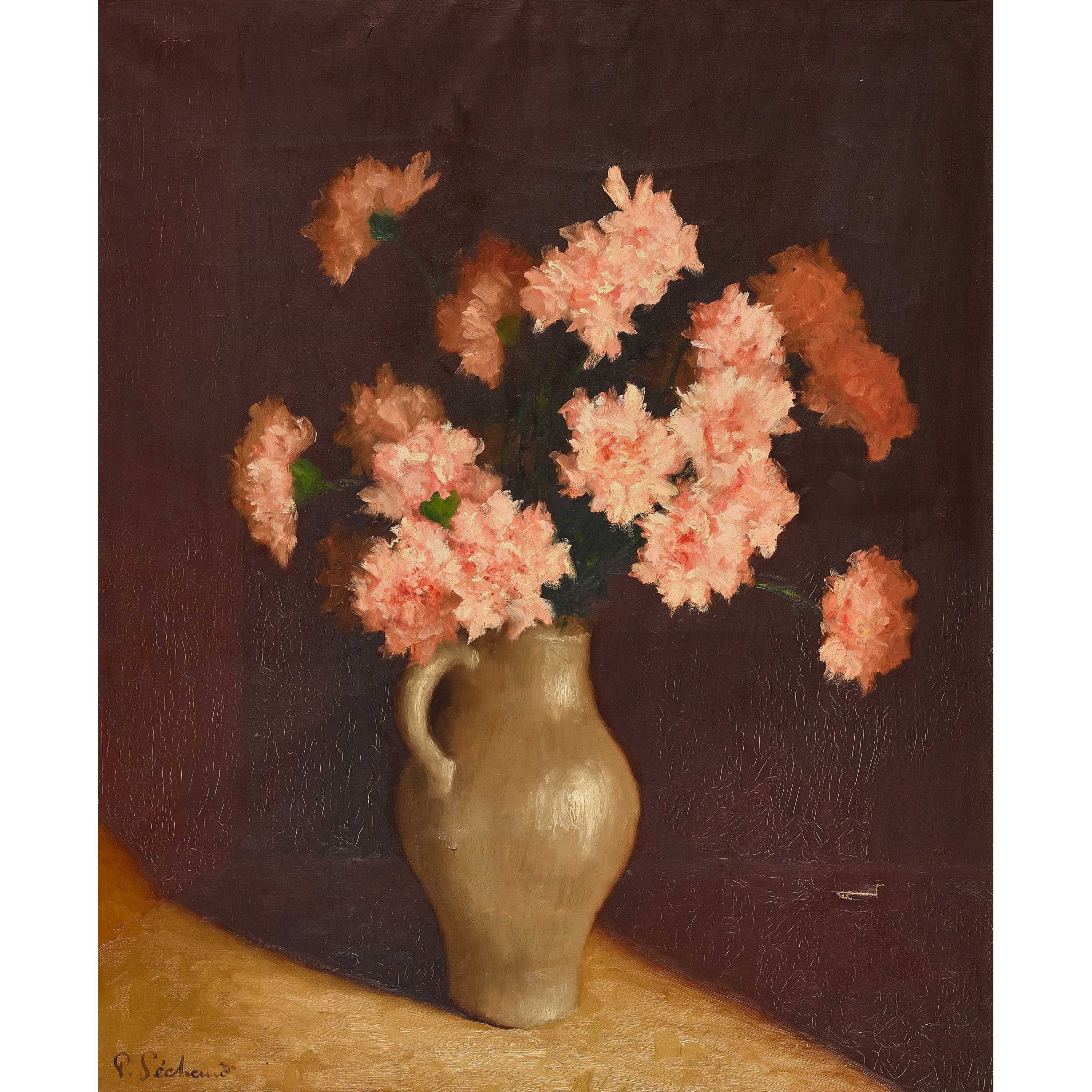 Artwork by Paul Sechaud, Nelken in Henkelkrug., Made of oil on canvas